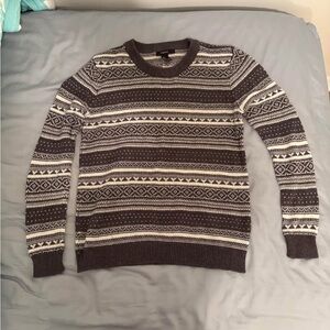 Gray Patterned Sweater - Black and White Christmas Sweater